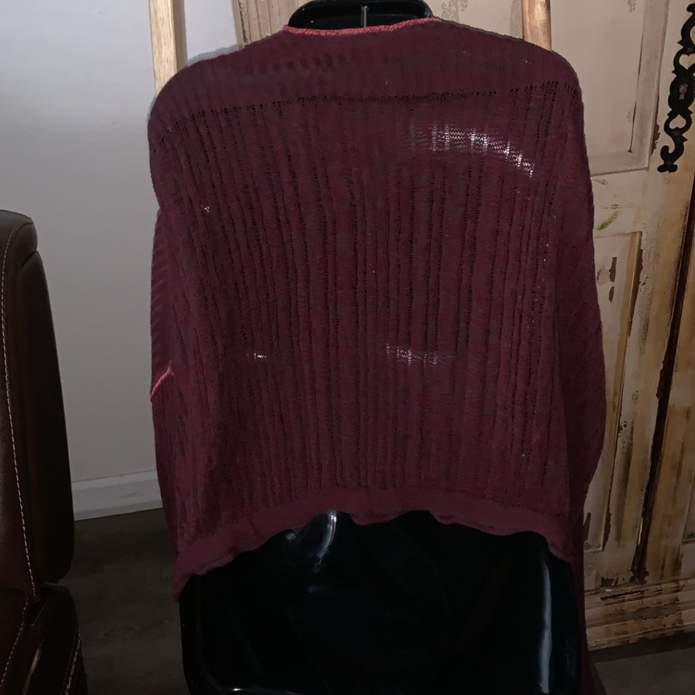Free people Florence Crop Top Sweater burgundy size medium worn once - Picture 5 of 8